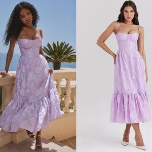 HOUSE OF CB 'Mira' Orchid Floral Jacquard TieredMidiDress